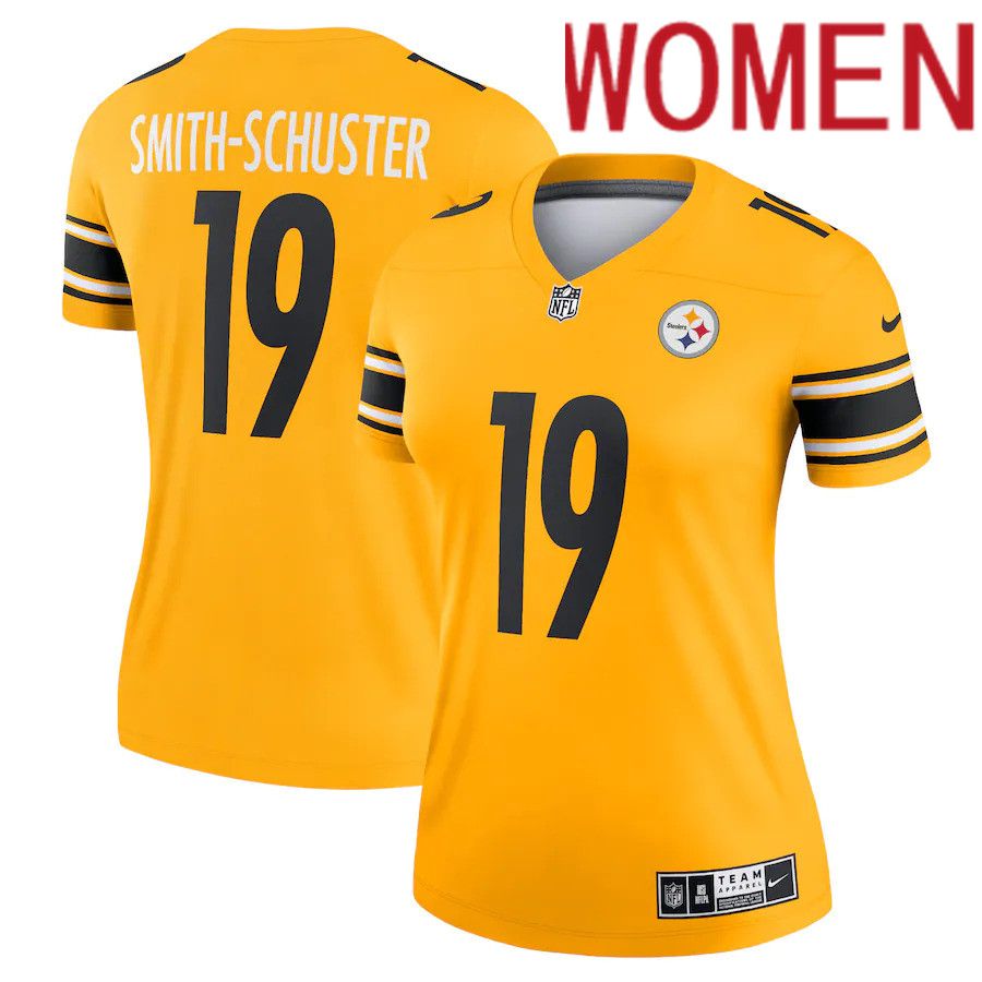 Women Pittsburgh Steelers #19 JuJu Smith-Schuster Nike Gold Inverted Legend NFL Jersey->women nfl jersey->Women Jersey